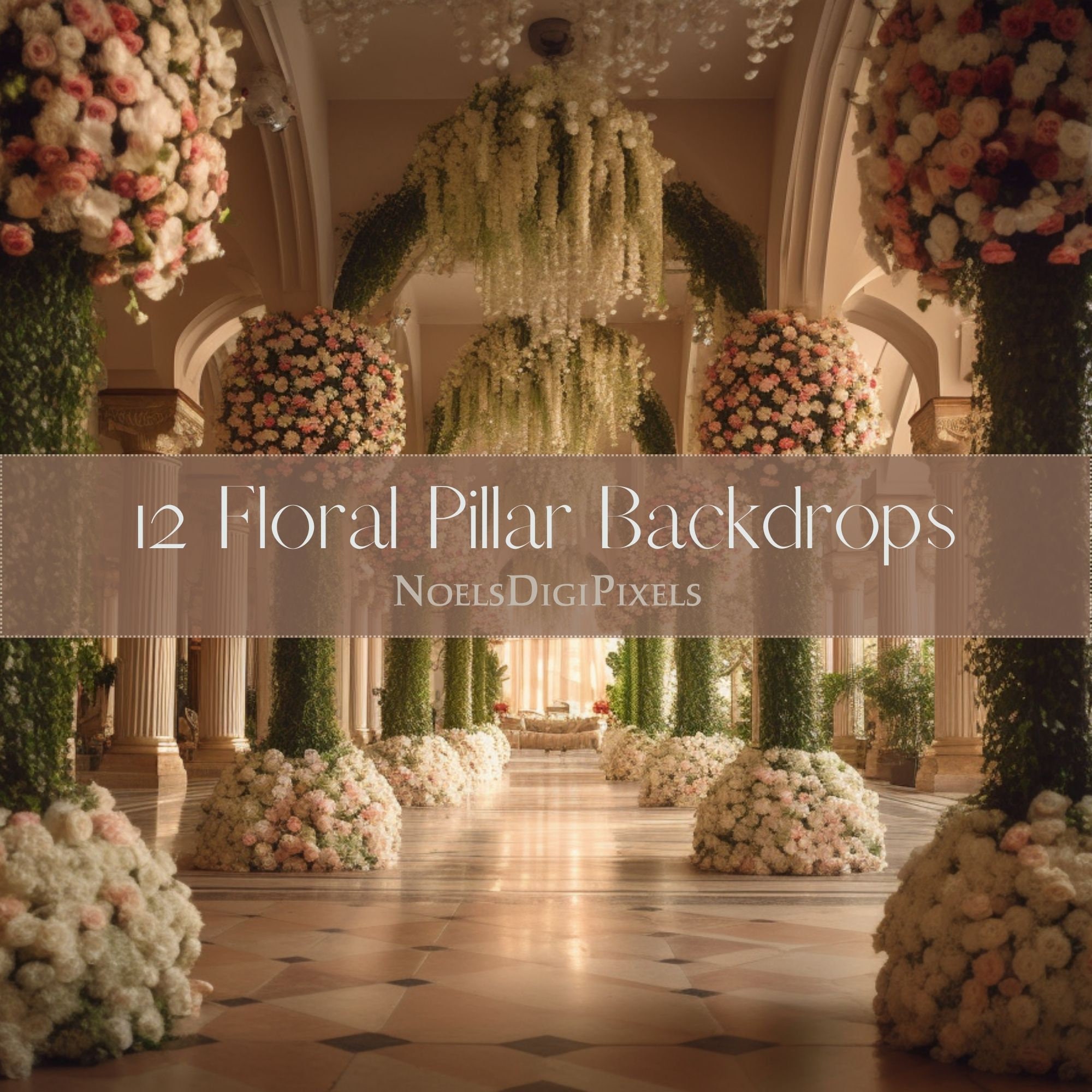 12 Floral Pillar Overlays Flower Pillars Backdrop Pillar Etsy Australia