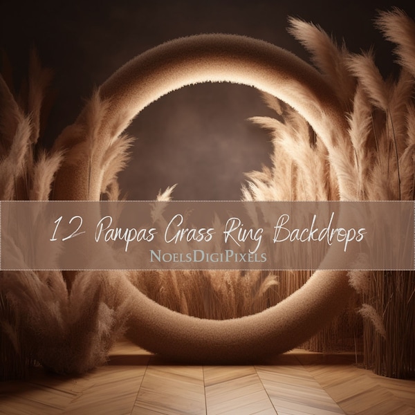 12 Pampas Grass Ring Backgrounds Pampas Grass Hoop Backdrop Photoshop Overlay Maternity Shoot Background Party Event Overlays