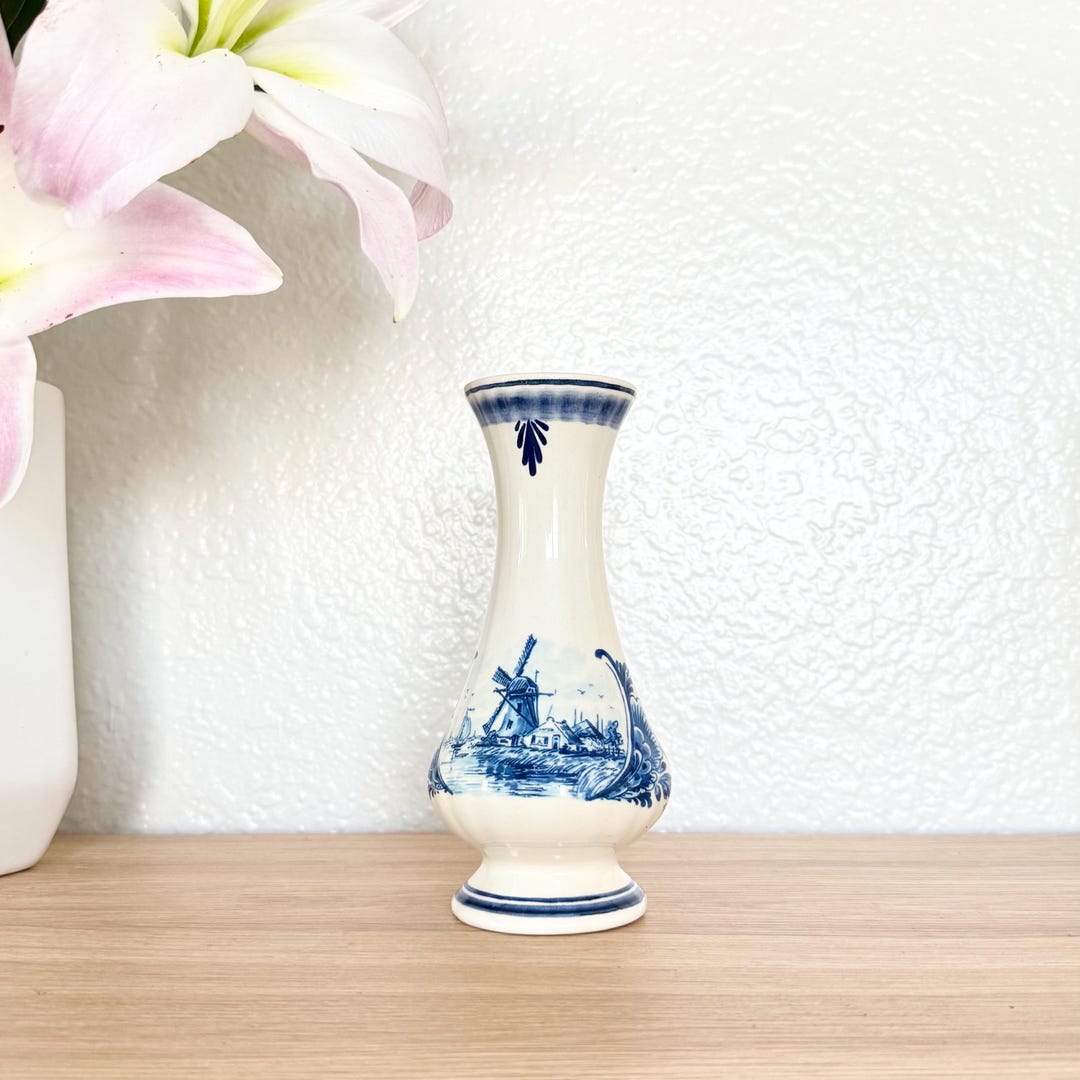Vintage Holland Delft Blue Floral Mini Bud Vase Hand Painted Floral ...