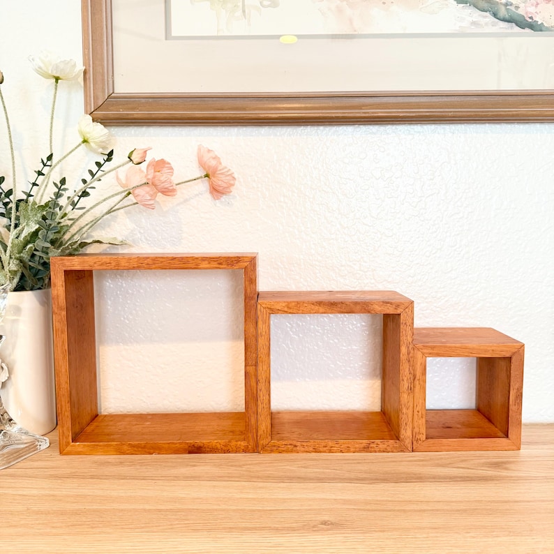 Floating Cube Shelves - Set of 3 Quality Wood Wall Decor - Etsy