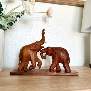 Hand Carved Teak Wood Elephant Sculpture: Rustic Home Decor