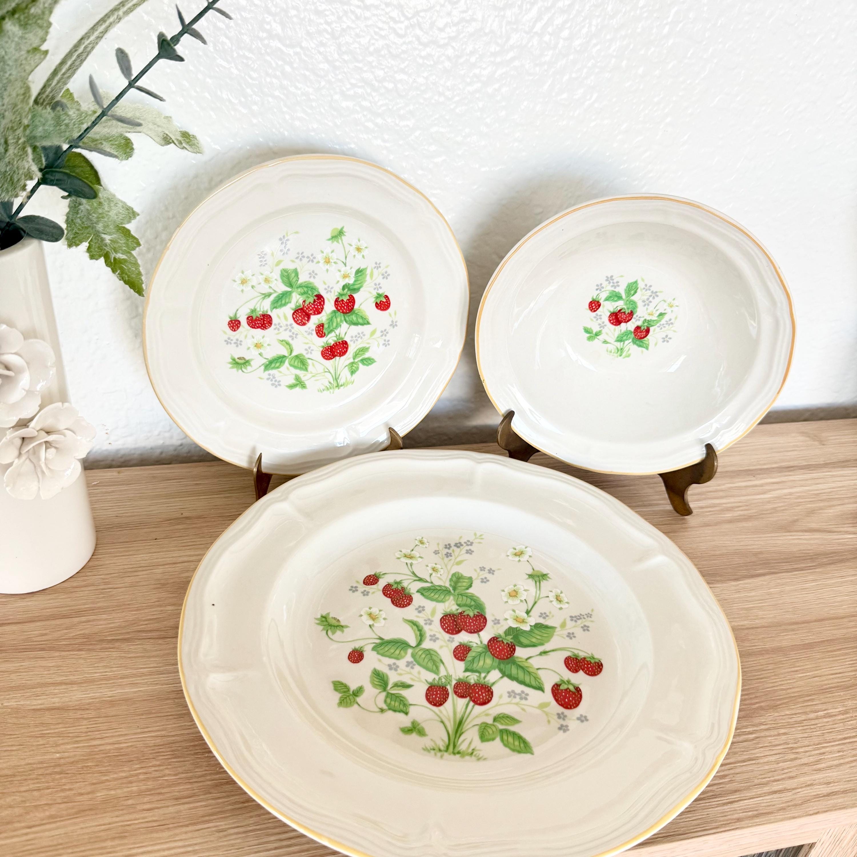 Vintage Antique Array Brick Oven Stoneware Plates – Strawberries