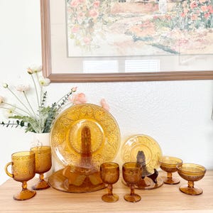 Vintage Indiana Glass Amber Collection | Tiara & Daisy Button Patterns | Mid-Century Glassware choose your choice