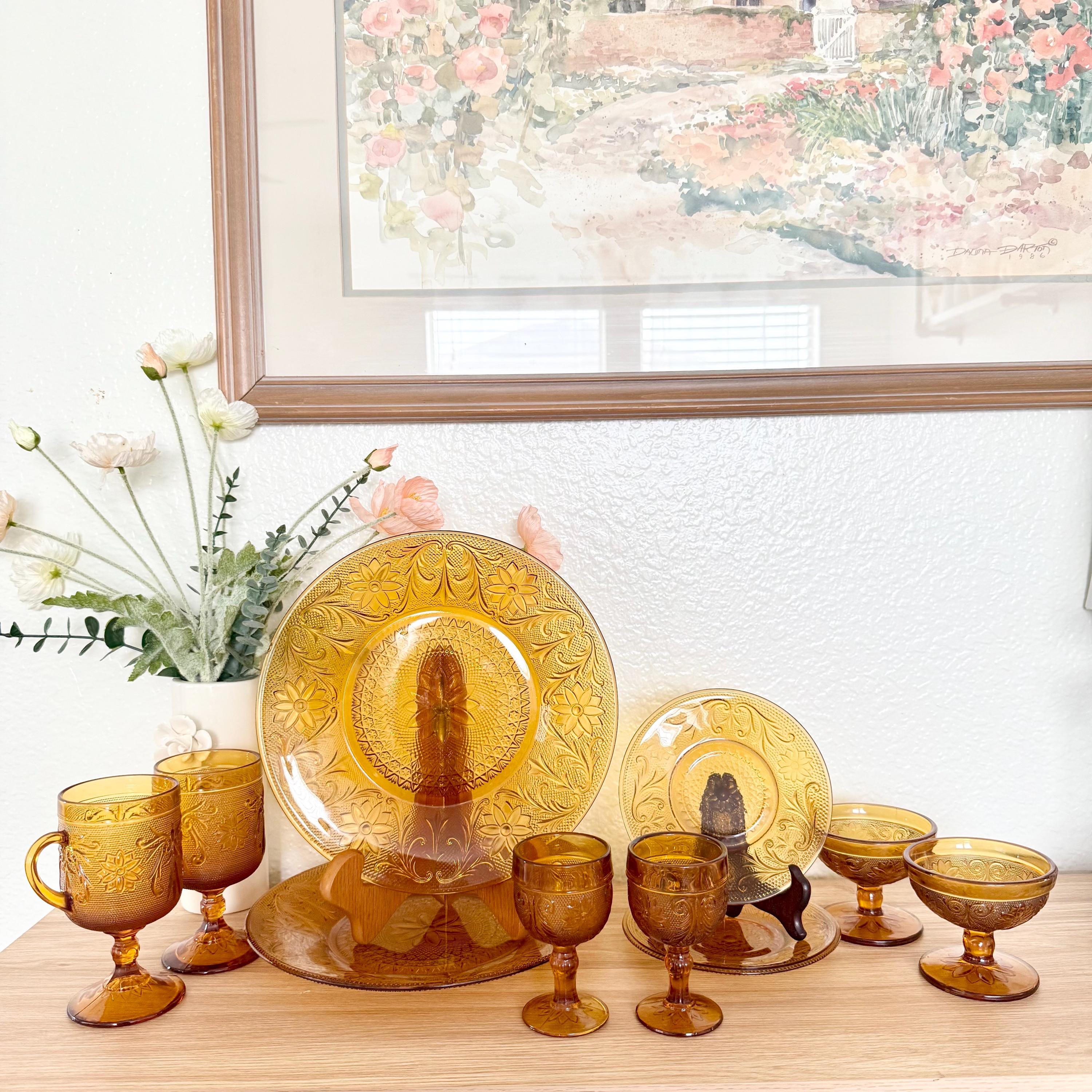 Mid Century Amber Glassware - Etsy