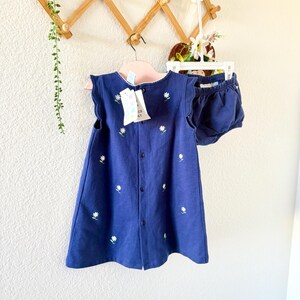 Vintage MiniWear Navy Embroidered Dress with Bloomer (3T) image 4