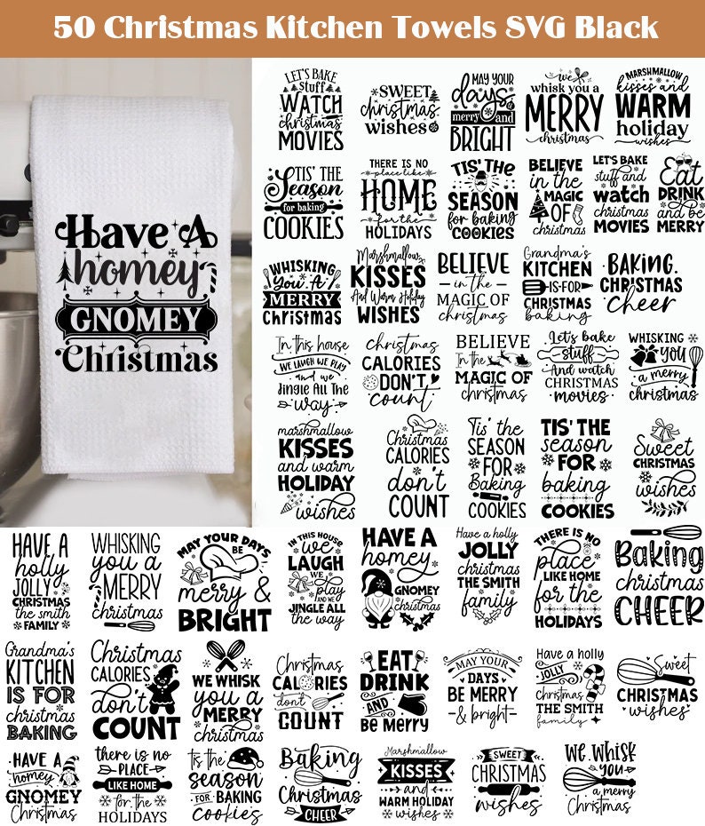 Funny Kitchen Towel SVG Bundle, Dish Towel SVG, (137803)