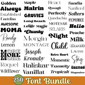 Set of 250 Font Bundle, Cricut, Canva Font, Script Font, Fonts, Digital ...