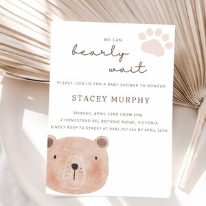We Can Bearly Wait Invitation, We Can Bearly Wait Baby Shower, Teddy Bear Baby Shower Invitation, We Can Bearly Wait Invite