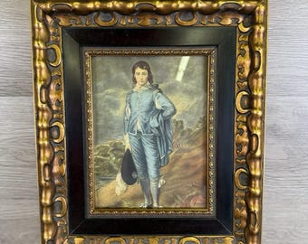Ornate Gold Black Frame Gainsborough Blue Boy Art Print 12.25 X 10