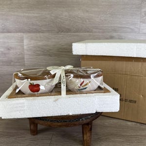 New RAE DUNN Create Inspire Bowls With Wood Lids & Tray Teacher Gift School