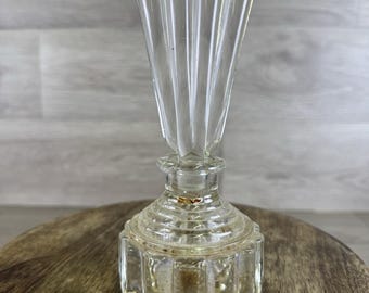 Vintage Art Deco Hollywood Regency Swirl Style Clear Perfume Bottle 7.5” T 3”W
