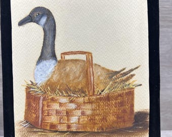 Vintage Handpainted Pastels and Acrylic Wild Goose (Canadian Goose) Unframed