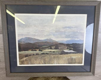 Vintage Mountain Barn Landscape Print, Prof Wood Framing - by Bryan Keith Smith