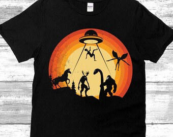 Alien Sublimation PNG file - Alien and Cryptids retro sunset art - instant digital downloads