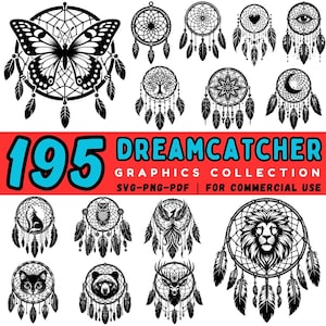 195 Dreamcatcher SVG Bundle | Native Boho Clipart for Cricut | Layered Dreamcatcher Cut Files | Feathers Mandala DXF Bundle | Commercial Use