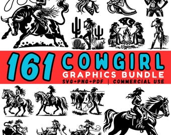 Cowgirl SVG Bundle: Western Rodeo Clipart for Cricut (Commercial Use, Digital Download