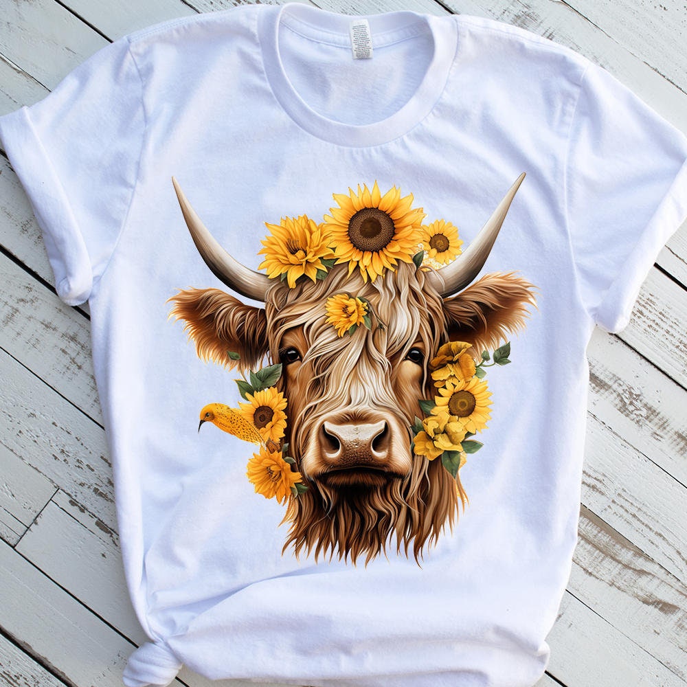 Highland Cow PNG Sublimation File Highland Cow Surrounded by - Etsy
