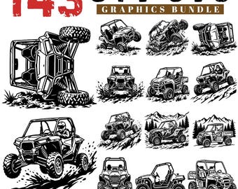143 UTV Graphics SVG Bundle: Side by Side Clipart, Off Road Trail Design (Commercial Use)