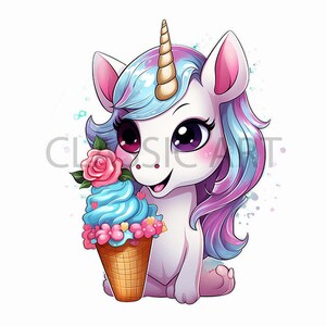 Archivo PNG de sublimación de unicornio: divertido UNICORNIO COMIENDO helado delicioso - descargas digitales instantáneas