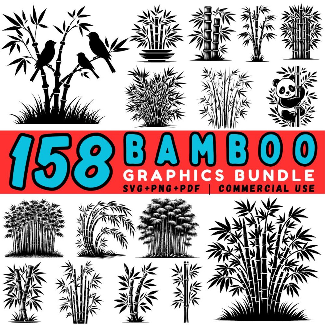 Bamboo SVG Bundle: Asian Nature Clipart, Commercial Use (digital ...