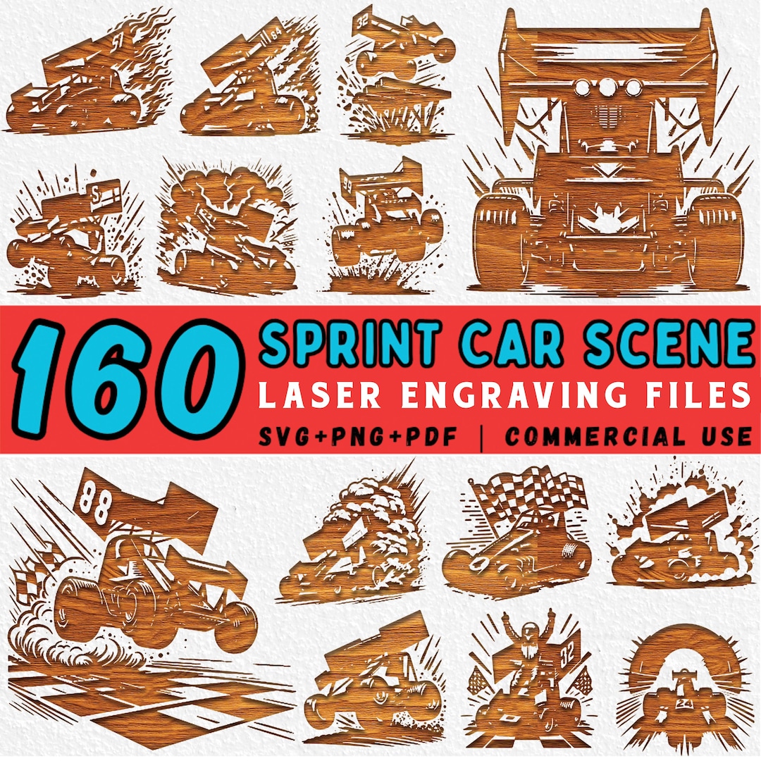 Sprint Car Racing Scene SVG Bundle: Laser Cut Files (digital Download ...