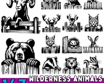 169 Wilderness Animals Peeking SVG Bundle: Bear, Fox, Deer, Owl Clipart for Cricut (Commercial Use)