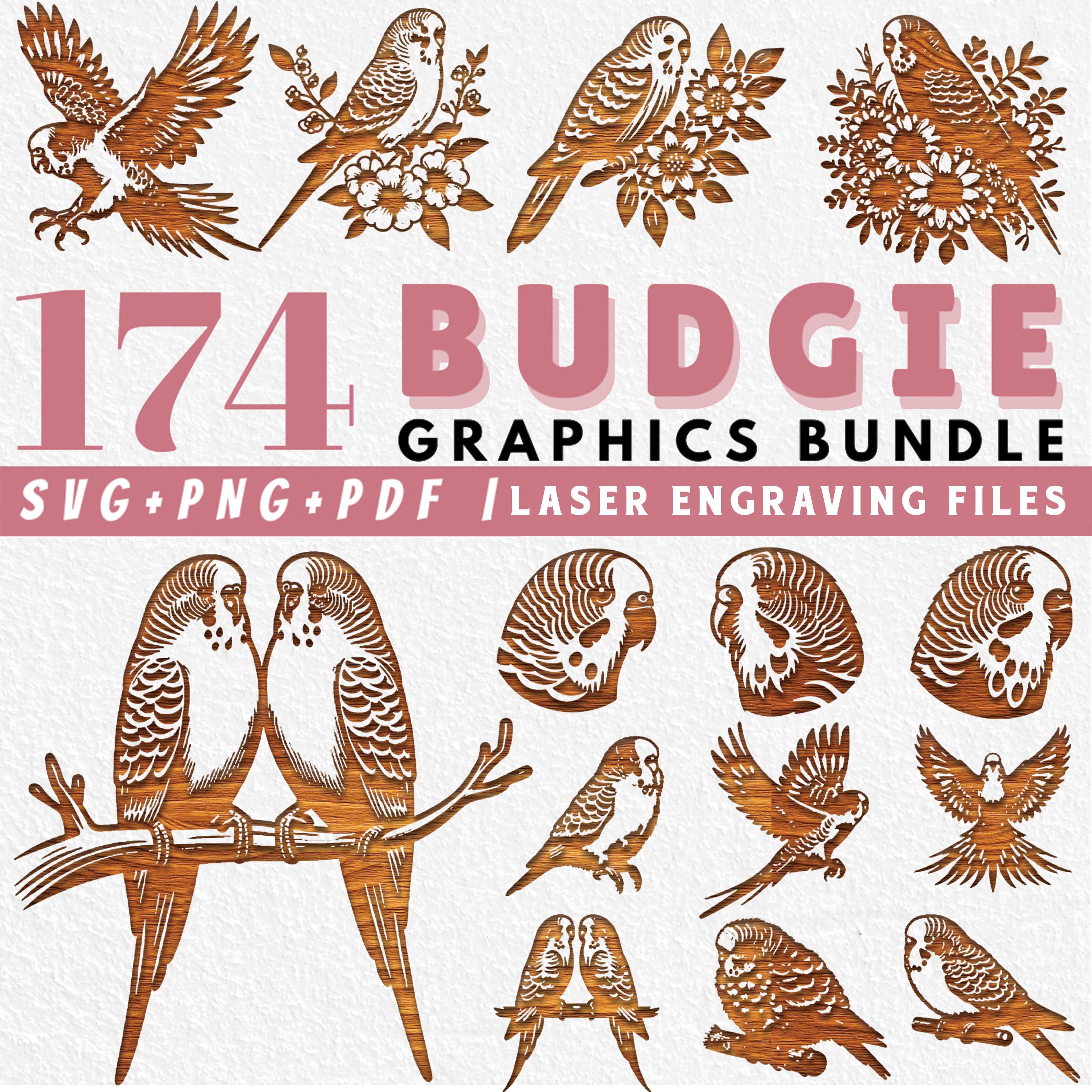 174 Design 174 Budgie Laser Engraving Files: Parakeet Vector PNG Bundle for ...