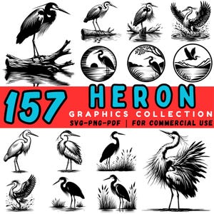 Heron SVG Bundle: Transparent Heron Designs for Cricut (Digital Download)