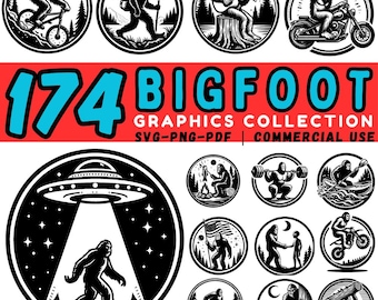 Pacchetto SVG Bigfoot: Clipart di Sasquatch per Cricut, Silhouette (download digitale)