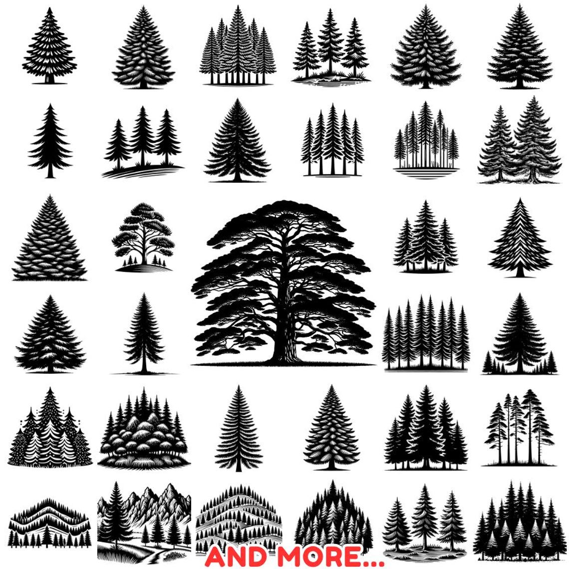 172 Forest Trees Laser Engraving SVG Bundle: Woodland Cut Files ...