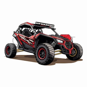 UTV Sublimation PNG design - #04 Red UTV cartoon style graphics - instant digital downloads