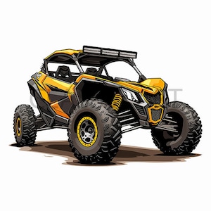 UTV Sublimation PNG design - #02 Creative UTV cartoon style yellow color - instant digital downloads