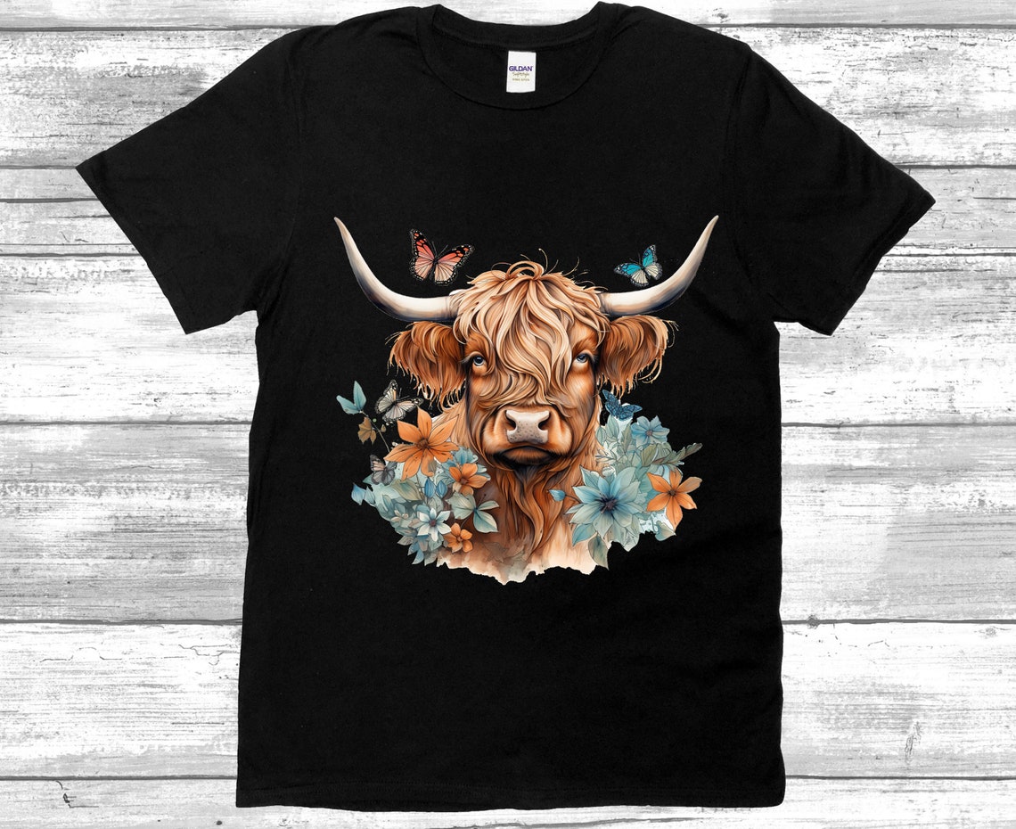 Highland Cow PNG Sublimation File Highland Cow MIXED WITH Butterfly ...