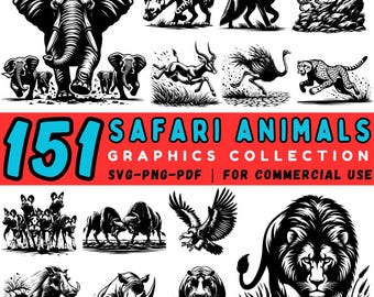 Safari Animal Scenes SVG Bundle: Jungle Cricut Cut Files (Commercial Use)