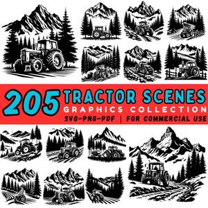 Pacchetto SVG di Mountain Tractor: scene di campagna in stile fattoria - Cricut Ready (download digitale)