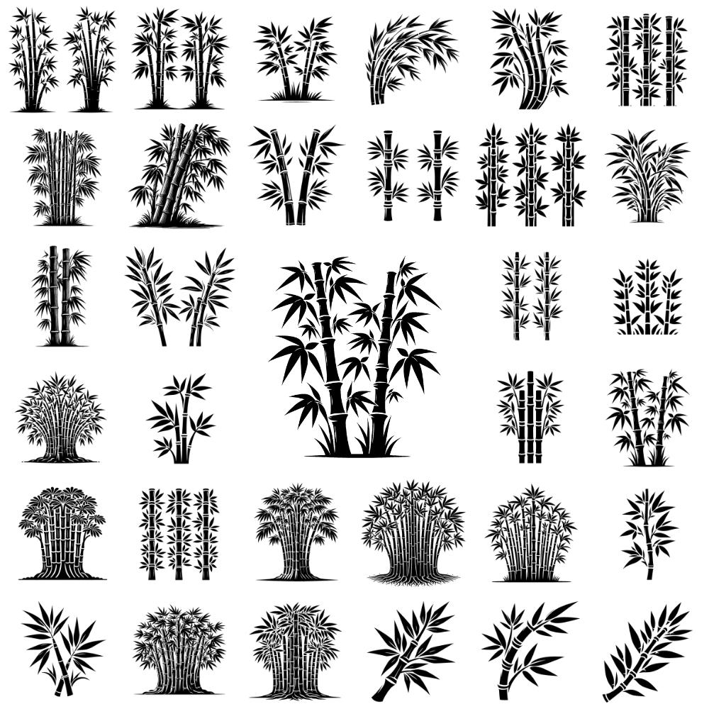 Bamboo SVG Bundle: Asian Nature Clipart, Commercial Use (digital ...
