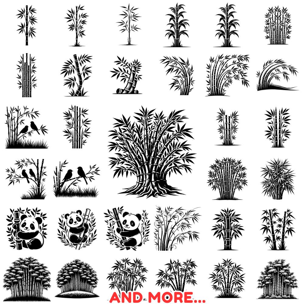 Bamboo SVG Bundle: Asian Nature Clipart, Commercial Use (digital ...