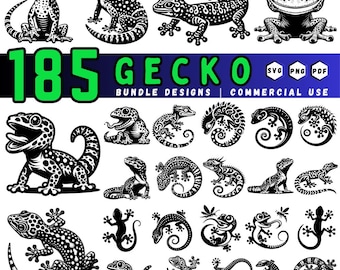 153 Gecko SVG Bundle: Lizard Clipart, Reptile Silhouette Cut Files for Cricut (Commercial Use)