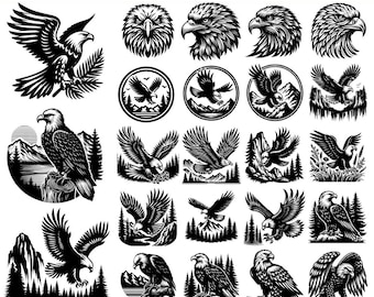 159 Eagle Wildlife SVG Bundle: Flying Eagle Clipart, Bald Eagle Silhouette (Commercial Use)