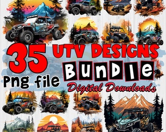 UTV Sunset Landscape PNG Designs: 35 File Bundle (Digital Download)