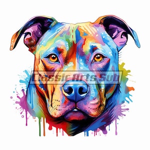 Colorful Pitbull PNG: Vibrant Sublimation Design (Digital Download)