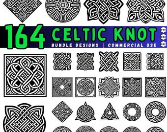 164 Celtic Knot SVG Bundle: Clipart di nodi irlandesi, design tribale, motivi intrecciati (uso commerciale)