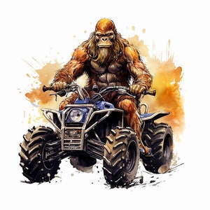 Sasquatch Riding Zebra Bigfoot PNG Sublimation File - Sasquatch Riding Quad Bike- Instant ...