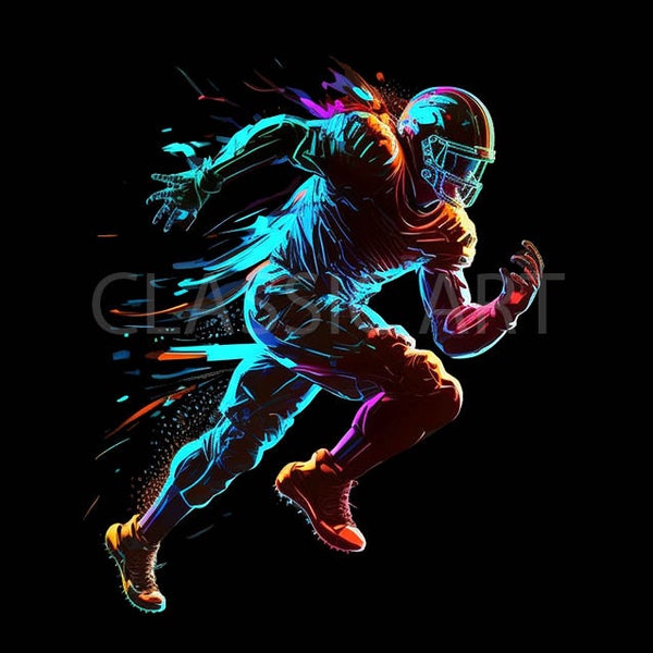 Sublimation file - Football player running neon graphic art for sublimation