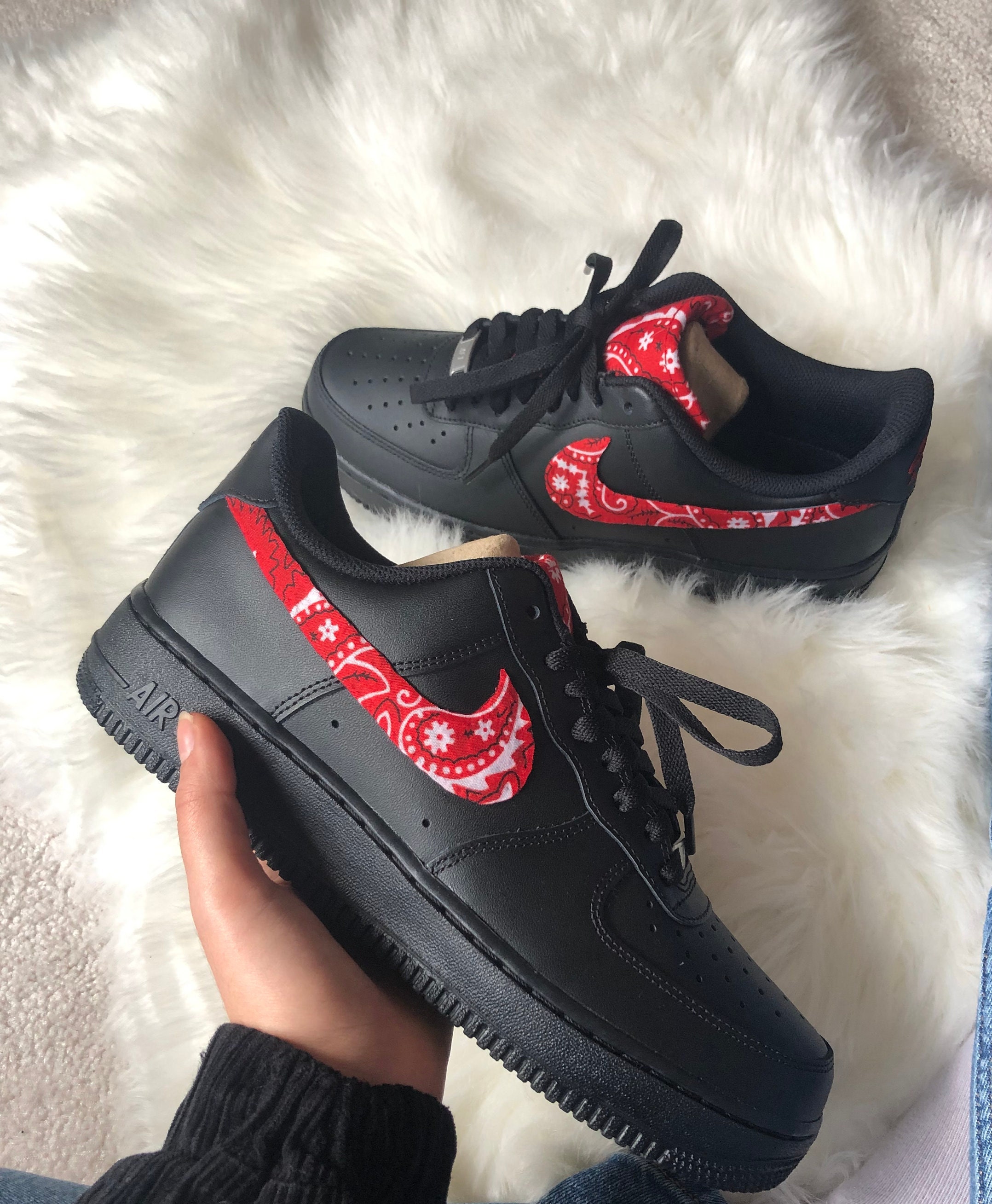 Red Supreme LV Inspired - Custom Air Force 1 - Hand Painted AF1