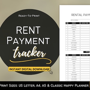 Editable Rent Tracker Templates: Rental Ledger, Receipt (Printable PDF Bundle A4/A5/Letter/HP Classic Planner)