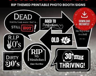 Goodbye 20s Printable Photo Props – RIP Birthday Signs, Funny 30th Birthday Party Decor, Download