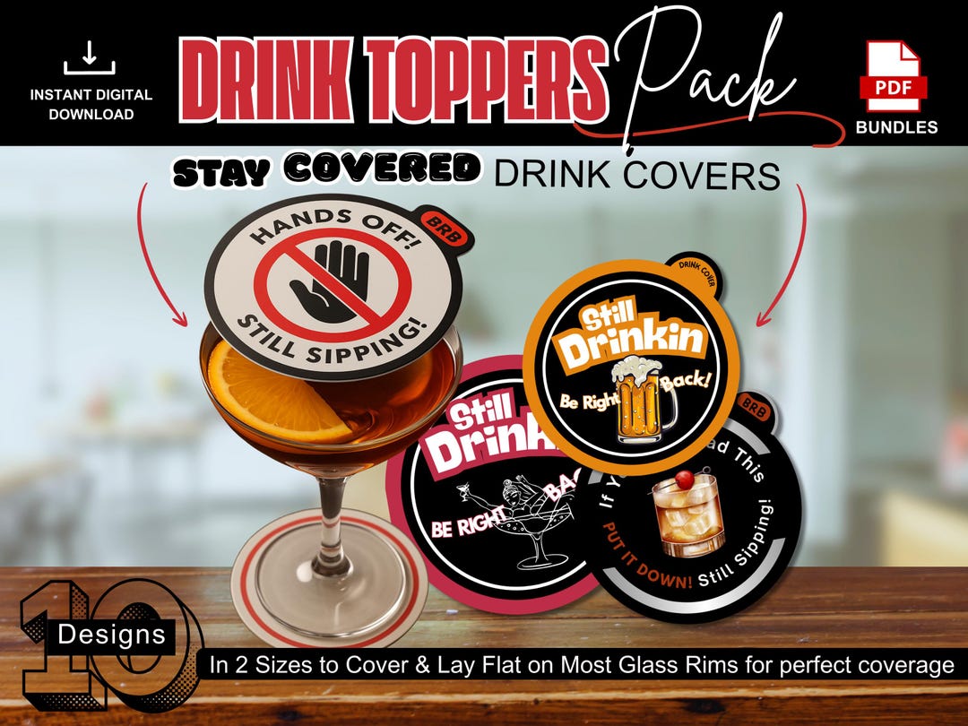 Hands Topper Funny Drink Toppers: 'hands Off' Party Covers + BYOB Stickers (PDF ...