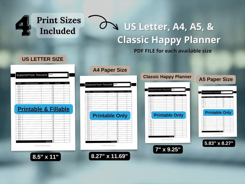 Editable Monthly Bill Tracker: Printable Budget Planner With Auto-sum ...