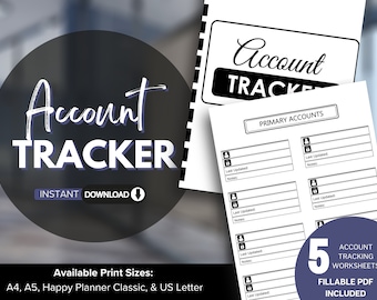 Editable Account Tracker: Password & Login Worksheets (Printable PDF)
